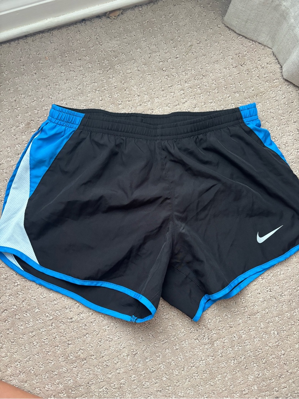 Nike Black Athletic Dri-FIT Shorts with Gray Logo